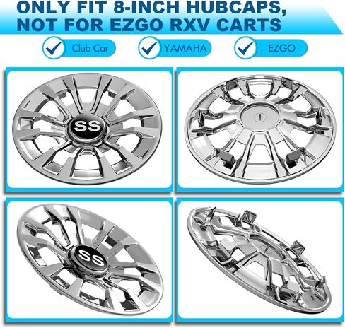 Golf Cart SS Wheel Covers Hub Caps, Golf Cart 8 Inch Snap-on Wheels for Club Car, EZGO, Yamaha, Set of 4 in Saudi Arabia