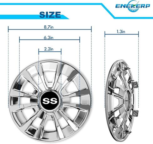 Golf Cart SS Wheel Covers Hub Caps, Golf Cart 8 Inch Snap-on Wheels for Club Car, EZGO, Yamaha, Set of 4 in Saudi Arabia