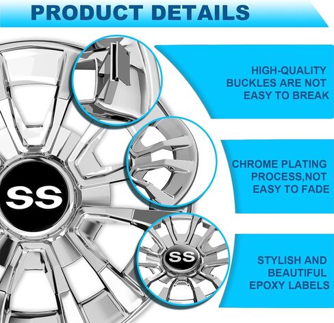 Golf Cart SS Wheel Covers Hub Caps, Golf Cart 8 Inch Snap-on Wheels for Club Car, EZGO, Yamaha, Set of 4 in Saudi Arabia