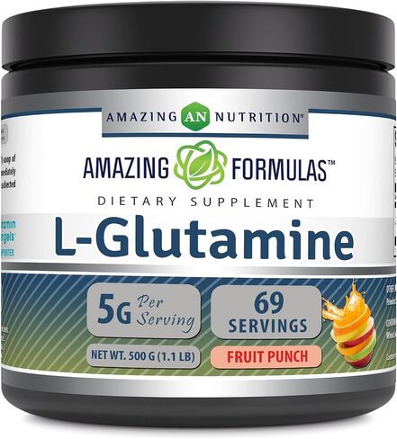 Amazing Formulas L-Glutamine Powder | Amino Acid Supplement | Non-GMO | Gluten Free | Made in USA (Fruit Punch | 1 Lb) in Saudi Arabia