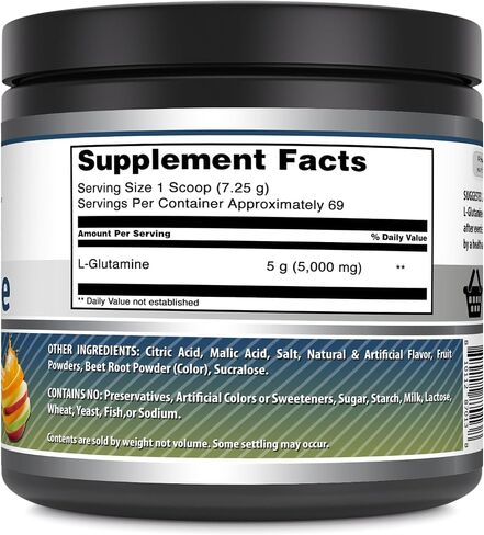 Amazing Formulas L-Glutamine Powder | Amino Acid Supplement | Non-GMO | Gluten Free | Made in USA (Fruit Punch | 1 Lb) in Saudi Arabia