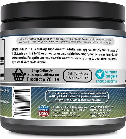 Amazing Formulas L-Glutamine Powder | Amino Acid Supplement | Non-GMO | Gluten Free | Made in USA (Fruit Punch | 1 Lb) in Saudi Arabia