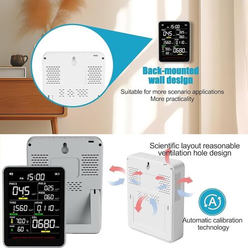 Xoopon 9-in-1 Professional Indoor Air Quality Monitor Indoor Portable PM2.5/PM10/CO2,Temperature, Formaldehyde Detector,Humidity TVOC,Time Display Air Quality Tester-Confined Space Clean Air Monitor in Saudi Arabia