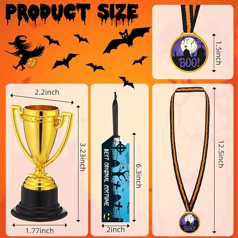 36 Pcs Halloween Medal Trophies and Trophy Ribbons Award Ribbons Medals Reward with Stickers Costume Ribbons for Adults Halloween Spooky Party Favor Costume Contest Prize Awards Celebration in Saudi Arabia
