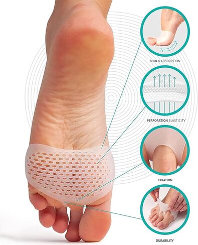 وسائد مشط القدم - وسائد مشط القدم للنساء والرجال - وسادات هلامية ناعمة للقدم مشط القدم ومقدمة القدم وتخفيف آلام القدم - وسادة مصححة لأورام القدم، ناعمة ومسامية - 6 قطع in Kuwait