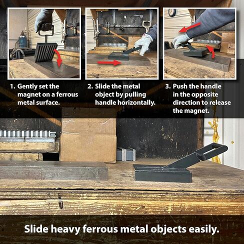 القابض المغناطيسي الرئيسي لسحب وانزلاق اللوحة الفولاذية، الطول 6.125 بوصة، العرض 5.8 بوصة، الارتفاع 1.25 بوصة لا يشمل المقبض، سحب 600 رطل، M479C in Kuwait