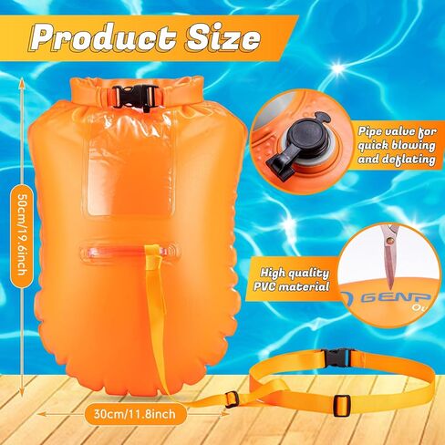 3 قطع من عوامة السباحة للمياه المفتوحة، عوامة فقاعات السباحة القابلة للنفخ مع حزام خصر قابل للتعديل، حقيبة جافة مقاومة للماء مرئية للغاية للرياضيين والسباحة والتجديف والتدريب والتخييم in Kuwait