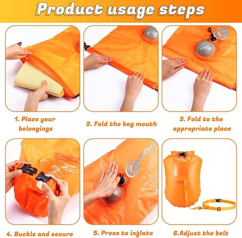 3 قطع من عوامة السباحة للمياه المفتوحة، عوامة فقاعات السباحة القابلة للنفخ مع حزام خصر قابل للتعديل، حقيبة جافة مقاومة للماء مرئية للغاية للرياضيين والسباحة والتجديف والتدريب والتخييم in Kuwait