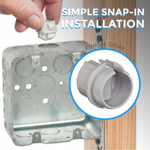 موصل كابل كهربائي OhLectric للأماكن الداخلية والخارجية - موصل غير معدني للكابلات المفردة والكابلات - سهل التركيب - موصل طرفي بعقب - ½ بوصة، رمادي - عبوة من 100 - OL-45873 in Kuwait