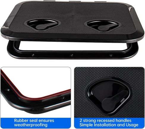 Marine Deck Access Hatch 12.4"×17.3" White/Black Rectangle Boat Hatch & Lid,Boat Deck Hatch Lids (Black) in Saudi Arabia