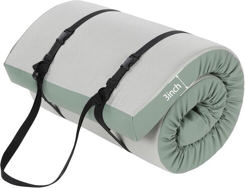 MABOZOO 3 Inch Thick Yoga Mat, Extra Thick Gymnastics Mat With Carrying Handles For Men Women, Pu Leather Anti-Tear Fitness Mat Foam Exercise Mat For Yoga, Pilates, Stretching in Saudi Arabia
