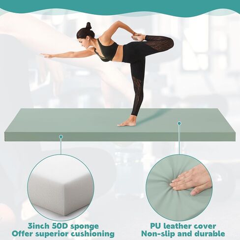 MABOZOO 3 Inch Thick Yoga Mat, Extra Thick Gymnastics Mat With Carrying Handles For Men Women, Pu Leather Anti-Tear Fitness Mat Foam Exercise Mat For Yoga, Pilates, Stretching in Saudi Arabia