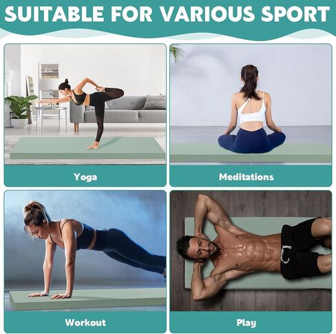 MABOZOO 3 Inch Thick Yoga Mat, Extra Thick Gymnastics Mat With Carrying Handles For Men Women, Pu Leather Anti-Tear Fitness Mat Foam Exercise Mat For Yoga, Pilates, Stretching in Saudi Arabia