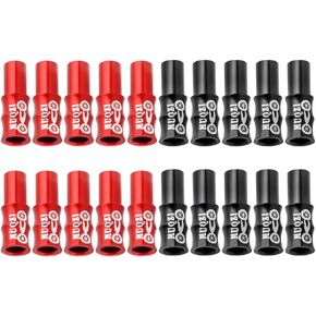 20Pcs Bike Brake Cable End Cap Aluminum Alloy Road Mountain Bikes Brake Tips Shifter, with 10 PC Black Derailleur Shift Wire Cable End Cap and 10PC Red Bike Brake Cable End Cap Crimps