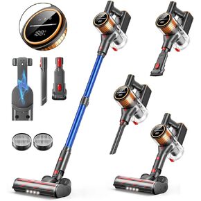 Cordless Vacuum Cleaner, 45Kpa 550W 60Mins Vacuum Cleaners for Home, Stick Vacuum Cordless Rechargeable, Wall Mount Charging, Self-Standing, Household Vacuum for Pet Hair, Carpet, Hardwood Floor
