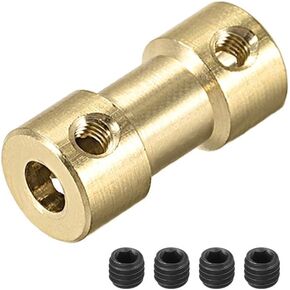 uxcell 3mm to 4mm Bore Rigid Coupling, 20mm Length 9mm Diameter, Copper Shaft Coupler Connector, Brass Tone 2Pcs
