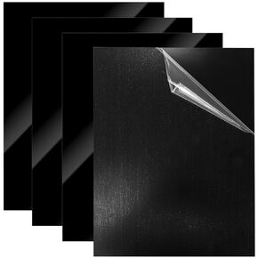 Coloch 4 Pack 12 x 16 Acrylic Sheets, 1/8 Inch Thick Black Cast Plastic Sheets with Protective Film Rectangle Plastic Board for DIY Project, Handcrafts, Photography, Display Stand, Sign