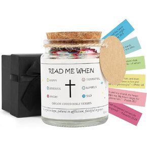 Bible Verse Jar, Read Me When Bible Verses Jar Bible Verse Scripture Jar with Colored Biblical Verses, Christian Bible Verse Jar for Women Men Religious Graduation Gift Bible Study Supplies