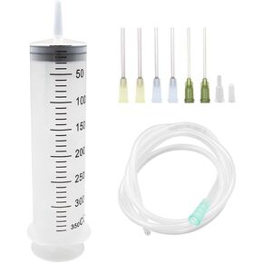 2pcs100ml Large Syringes with Tube for Liquid Plastic syringes with 1.0m hose glue needle and tip cap for glue dispensing, garden watering, inking, refilling, and measuring (2set 100ml Syringes)