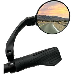 Hafny 2024 NEW Handlebar E-Bike Mirror, Round Large Surface Mirror, HD Automotive Grade Glass Bicycle Mirror, Safe Blast-Resistance Cycling Mirror, HF-M958-FR01 (Silver Left)