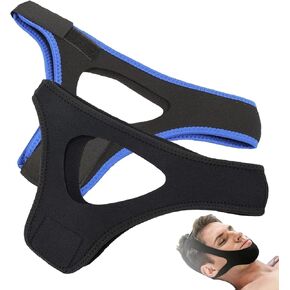 2pcs Airflow Jaw Strap Veralabs,Airflow Jaw Strap,Veralabs Airflow Jaw Strap,Breathable Stop Snoring Chin Strap to Keep Mouth Closed, Adjustable Chin Strap for Men and Women (Blue+Black)