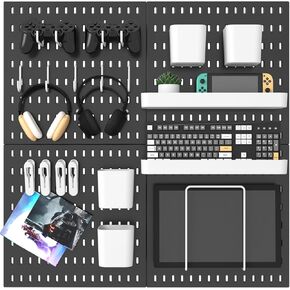 Pegboard Combination Kit, 25.2" x 25.2" Wall Mounted Storage Set with 4 Pegboards & 20 Accessories Hanging, Peg Boards Organizer