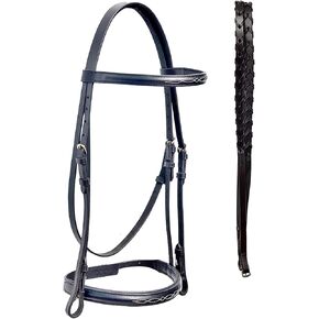 Fancy Stitched Hunter Bridle Laced Reins Snaffle English Horse Bridle 803SS01