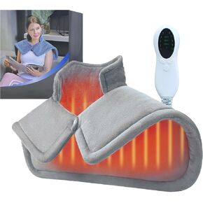 Heating Pad for Neck and Shoulders, Weighted Electric Neck Heating Pad for Pain Relief, 10 Heat Settings 3 Auto-Off Timer, Christmas Birthday Gifts for Women Men Mom Dad Home Office, Grey
