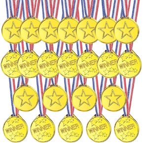 100 Pieces Kids Gold Plastic Medals, Winner Award Medals for Games, Competitions and Sports Awards