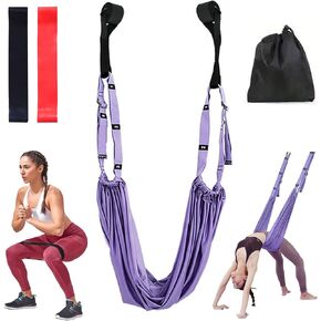 Yoga Stretching Strap, Adjustable Height Leg Stretch Strap Waist Back Stretch Band Aerial Yoga Anti-gravity Inversion Exercises Door Flexibility Tensile Trainer for Rehab Pilates Dance Splits