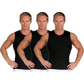 Insta Slim ISPRO Slimming Crew-Neck Sleeveless Top Shapewear Compression Shirt for Men - (Pack of 3)