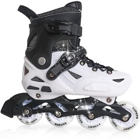 Inline Skates for Little Boys, Adjustable Inline Skates for Children, Kids Inline Skates with All Lighting Wheels for Indoor and Outdoor Sports, Black