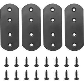 VIKKSAER 4Pcs Flat Straight Brace Brackets Plate, Stainless Steel Repair Bracket Plate, Support Fixed Connection Plate for Furniture Wood Shelves (Black) (95x38x3mm/3.7x1.5x0.12inch)