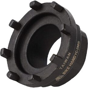 BIKEHAND Bike Bicycle 8 Notch Cartridge Bottom Bracket Chainring Lockring Install Remover Tool Compatible with Shimano SRAM ISIS Drive - 44mm Outside Diameter