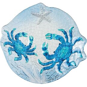 Beachcombers Crab Glass Plate Blue