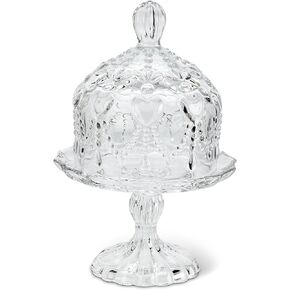Abbott Collection 27-Cherish Pedestal Plate w/Hearts, 6.5 inches H, Clear
