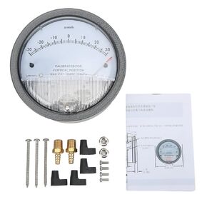 Pointer Pressure Gauge, Differential Pressure Detection Gauge Clean Room HVAC Filter Detection with Pointer Vacuum Components, Pressure and Vacuum Measurement Electrical Equipment for Clean Room