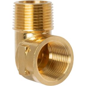 Brass Pipe Fitting, 90 Degree Street Elbow, 3/4" NPT Female x 3/4" NPT Male Connector for Gas, Air, Oil, Propane (1-Pack)