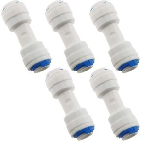 E-outstanding 5-Pack RO Water System Equal Straight 1/4" Plastic Quick Pipe Fitting Reverse Osmosis Connector