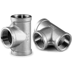 Beduan 3/4" Tee Female NPT T Shaped 3 Way Cast Pipe Fitting - Stainless Steel 304 (Pack of 2)