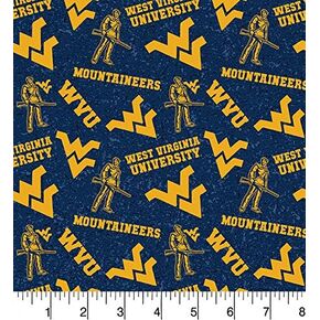 WEST Virginia University Cotton Fabric with New Tone ON Tone Design Newest Pattern
