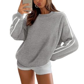 Amkoyam Womens Oversized Sweatshirts 2024 Casual Fall Crew Neck Color Block Long Sleeve Loose Pullover Top Y2K Clothes