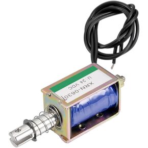 uxcell DC 24V 10N 10mm Stroke Push Pull Type Open Frame Solenoid Electromagnet XRN-0630T