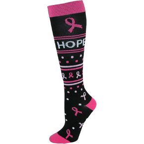 Women's 10-14 Mmhg Compression Socks Medium Black Hope Ribbon