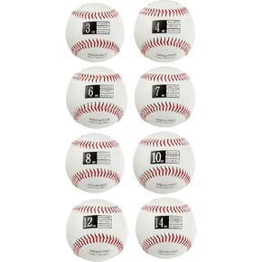 Weighted Baseballs for Throwing - Help Increase Pitch Velocity - Set of 8 Practice Baseballs Ranging from 3oz to 14oz