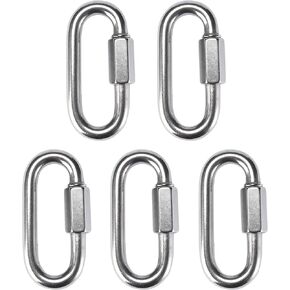 Bolt Dropper 1/2" Removable Chain Links Connector - Heavy Duty Large Carabiner 316 Stainless Steel Marine Grade - Corrosion Resistant Chain Connector, Chain Hooks Locking Clip Carabiner - Set of 5