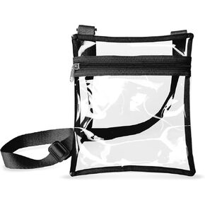 GoGo Venue Bag Clear Crossbody Purse for Stadium Events, Concerts, Sports Games, Adjustable Crossbody, Black Border