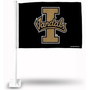 Rico Industries NCAA Idaho Vandals Black Double Sided Double Sided Car Flag - 16" x 19" - Strong Pole that Hooks Onto Car/Truck/Automobile