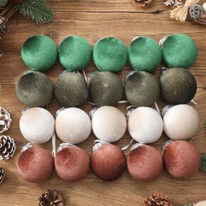 20 Pcs Velvet Christmas Ornaments Balls Bulk Velvet Christmas Tree Hanging Ornament Shatterproof Xmas Bulbs Decorations Flocked Ball Set for Christmas Tree Home Party Decor (2.4 Inch)