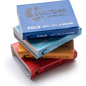 Culture Supply Surfboard Wax ~ 80g Bars | 6-packs and 84 bar cases | Tropical/Base | Warm | Cool | Cold | Wax Comb Included
